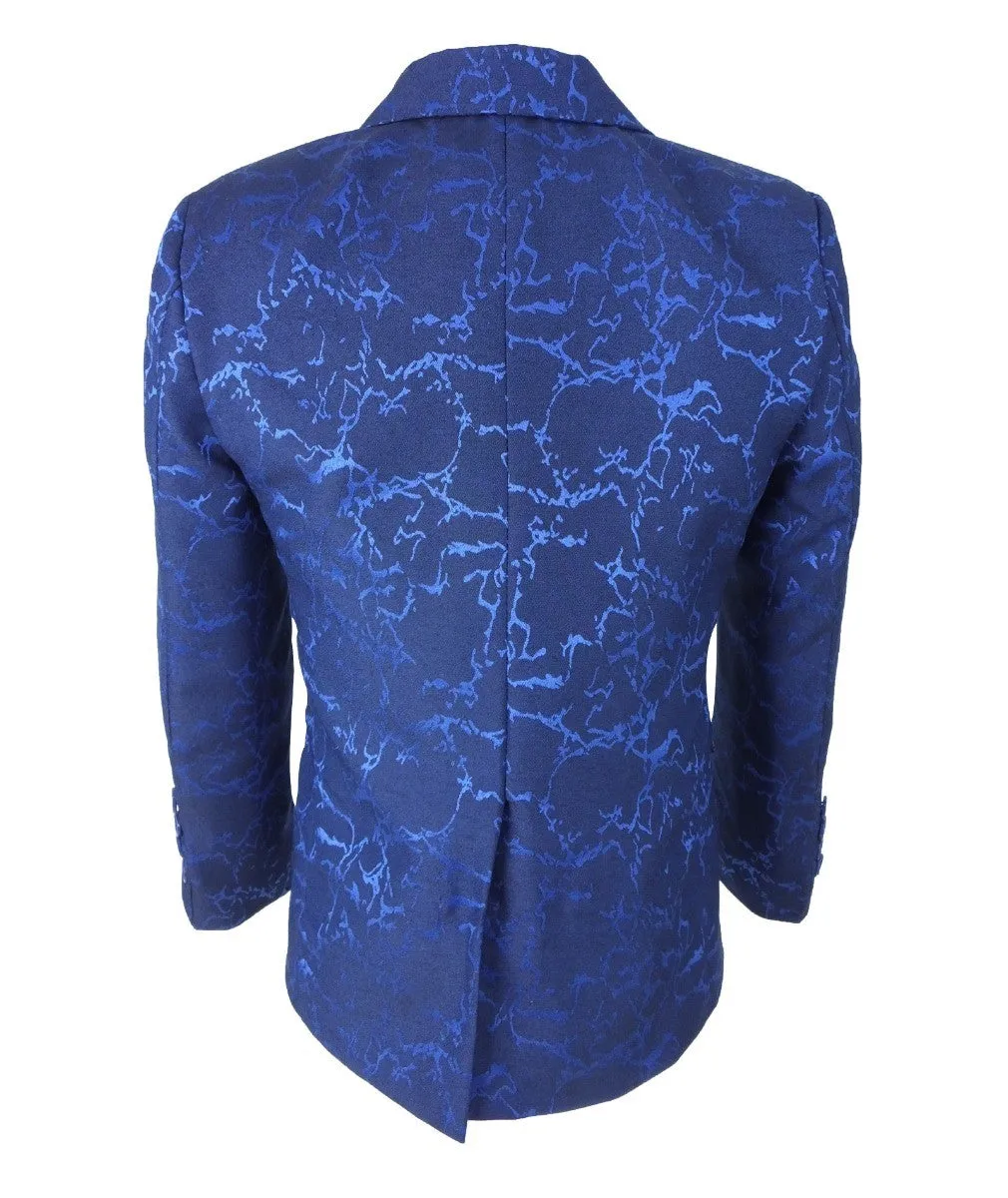Boys Marble Printed Blazer - Blue