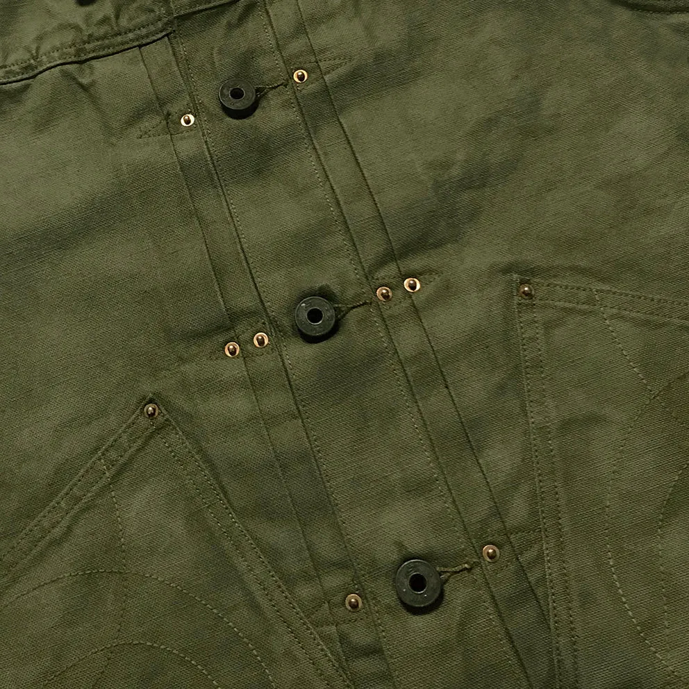 BZEN M.3127-THE CUT REGULAR FIT 2 POCKET BIKER'S VEST-12.5oz-CANVAS-E0 MOSS GREEN