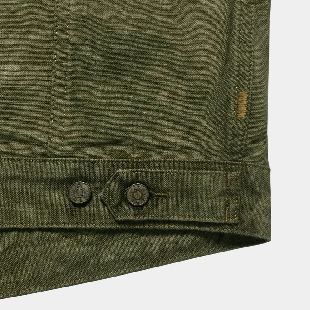 BZEN M.3127-THE CUT REGULAR FIT 2 POCKET BIKER'S VEST-12.5oz-CANVAS-E0 MOSS GREEN