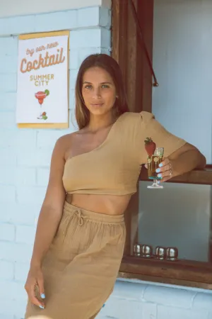 Cali Off the Shoulder Top - Tan