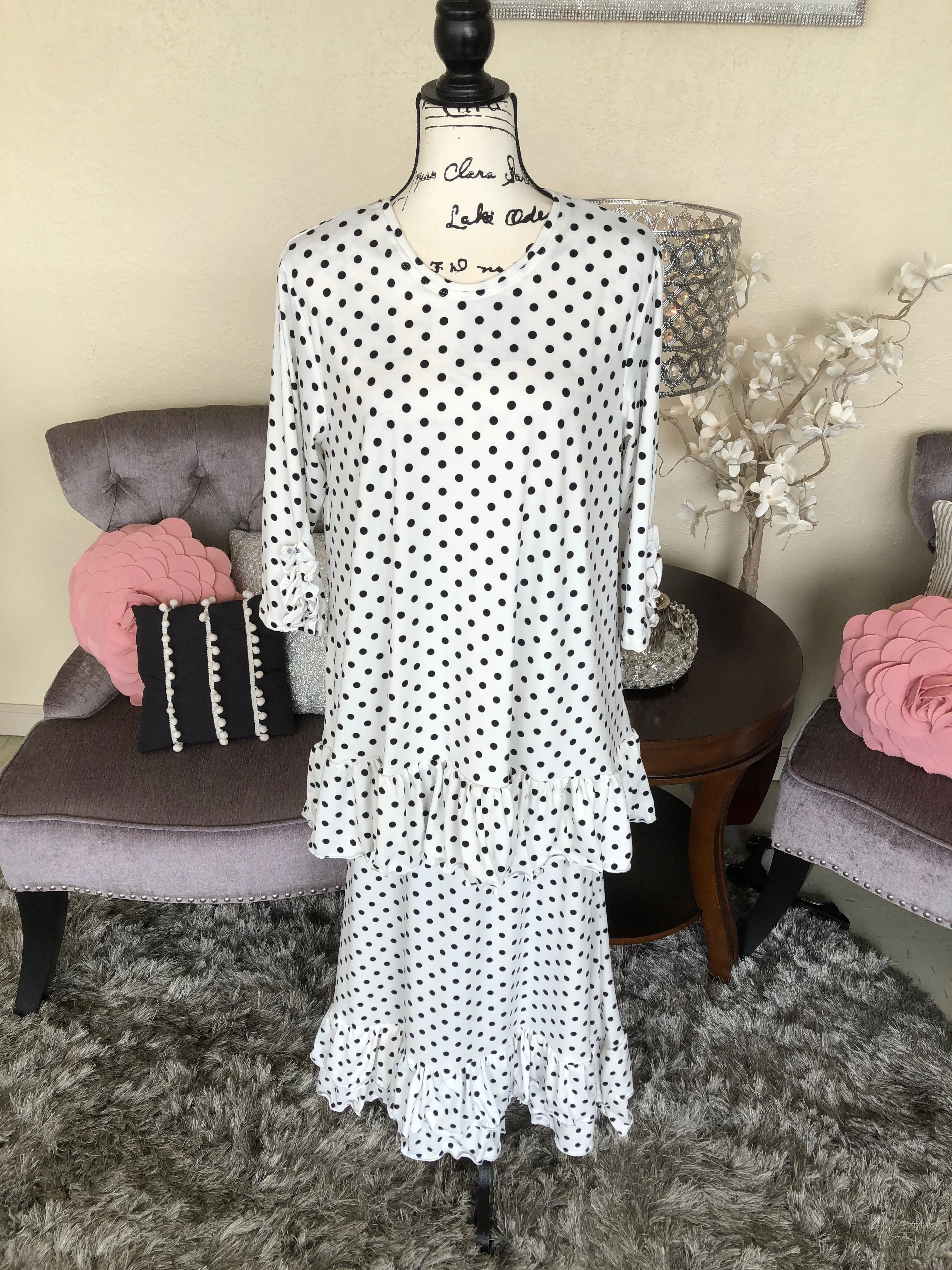 Cassidy White with Black Dots Skirt