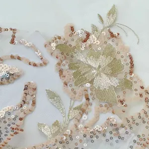Champagne Sequined Lace Fabric