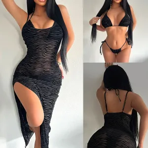 Chiffon Halter Backless Bikini Cover-Up Dress