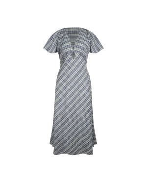 CLOVER MIDI DRESS NAVY YELLOW TARTAN