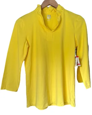 Cool Winter Sunrise Split Ruffle Jersey Knit Top