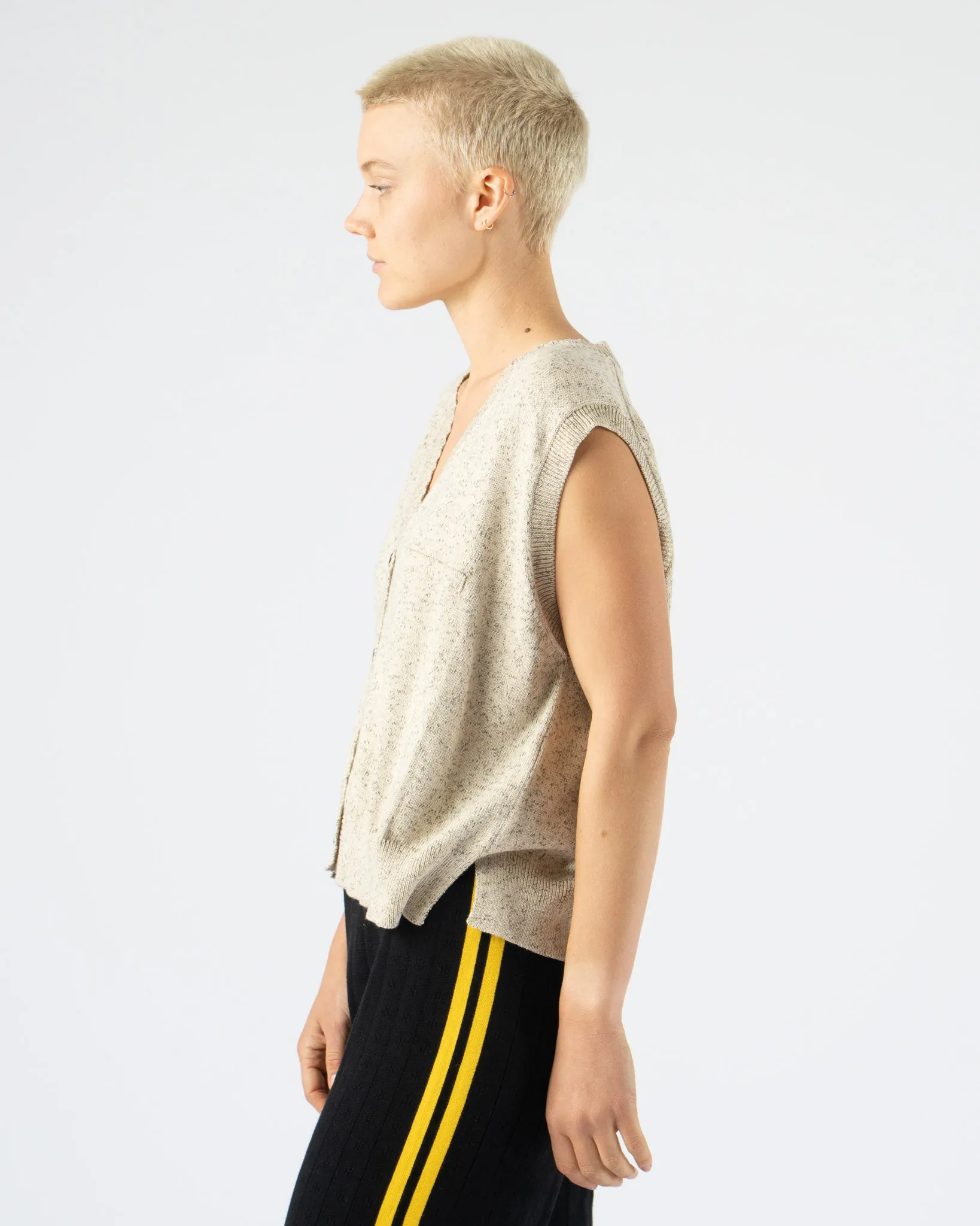 Cordera Flecked Cotton Waistcoat in Natural