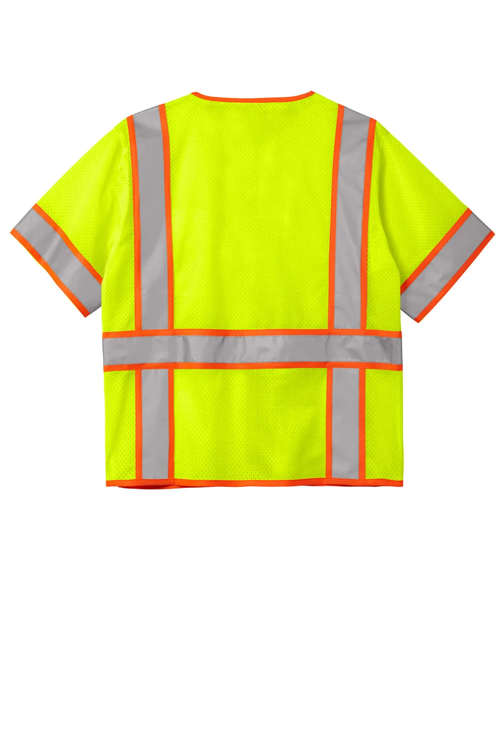 CornerStone Mens ANSI 107 Class 3 Surveyor Mesh Zipper Vest w/ Pocket - Safety Yellow