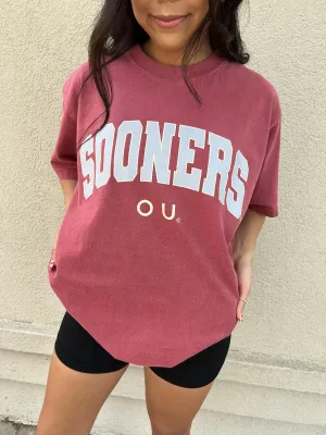 Crimson Sooners OU Filled Tee