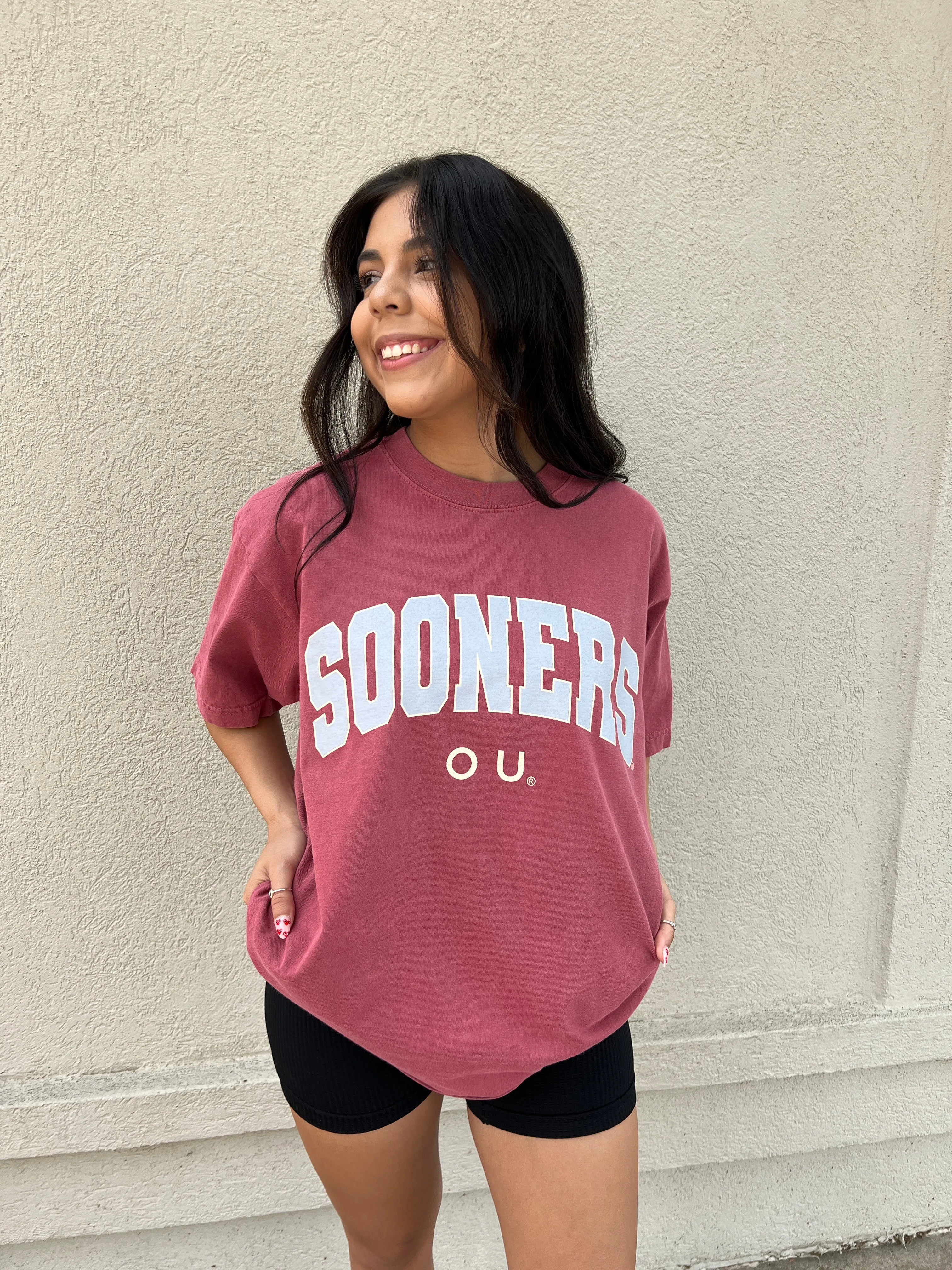 Crimson Sooners OU Filled Tee