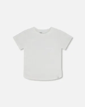Crinkle Jersey Top Off White