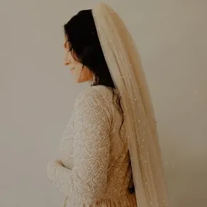 Curve & Plus Size Sleeves Lace Wedding Dress,Long Sleeves Champagne Boho Wedding Dress With Pockets 1269