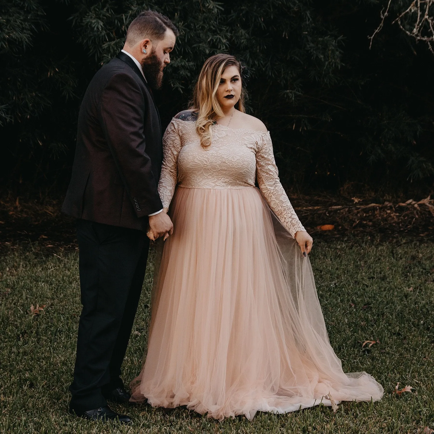 Curvy  Off-The-Shoulder  Ivory Wedding Train Dress  #1162