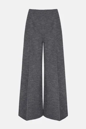 Daffy Trousers In Navy & Ivory Chevron Weave