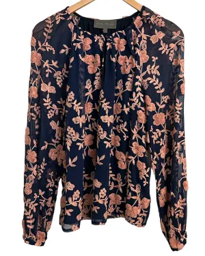 Dark Autumn Floral Embroidery Blouse