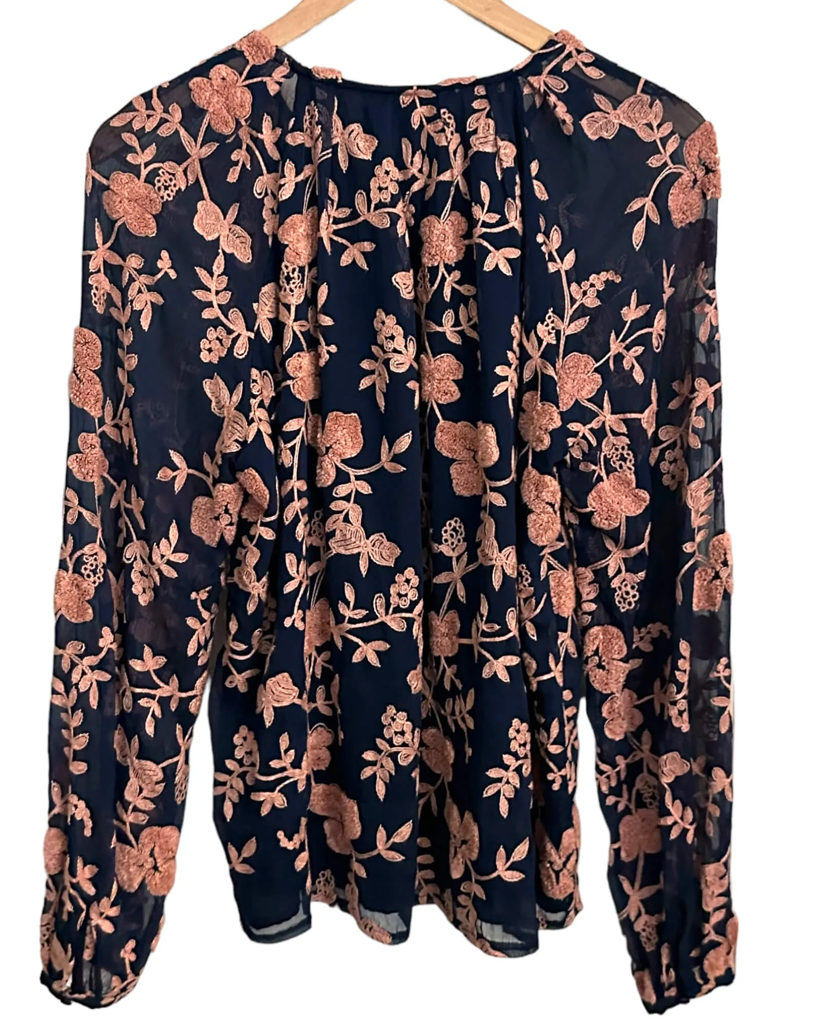 Dark Autumn Floral Embroidery Blouse