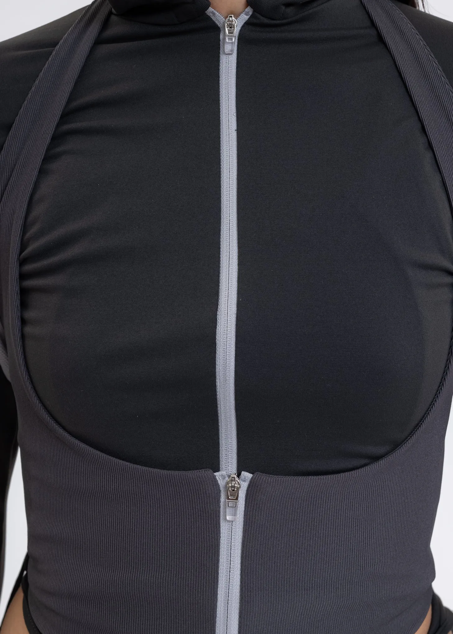 Dark Grey LAYERED ZIP TOP