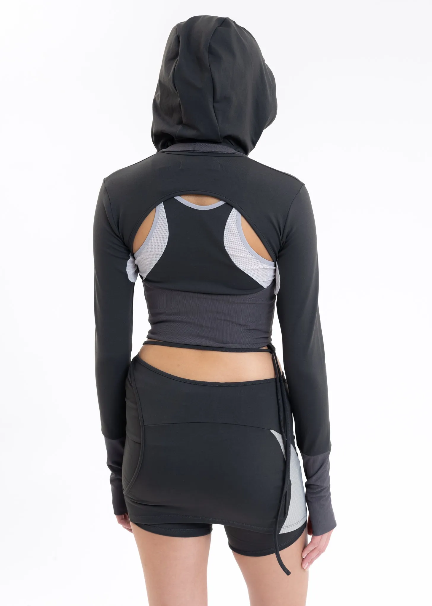 Dark Grey LAYERED ZIP TOP