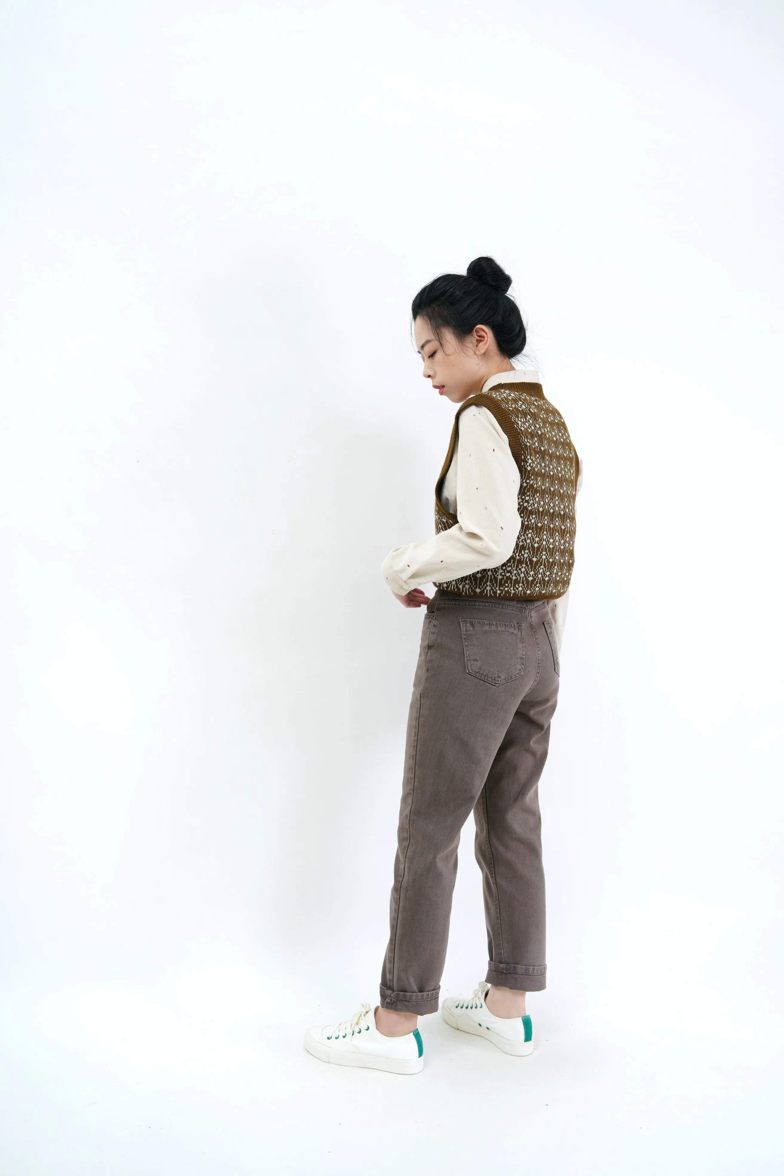 Dark olive green pattern vest