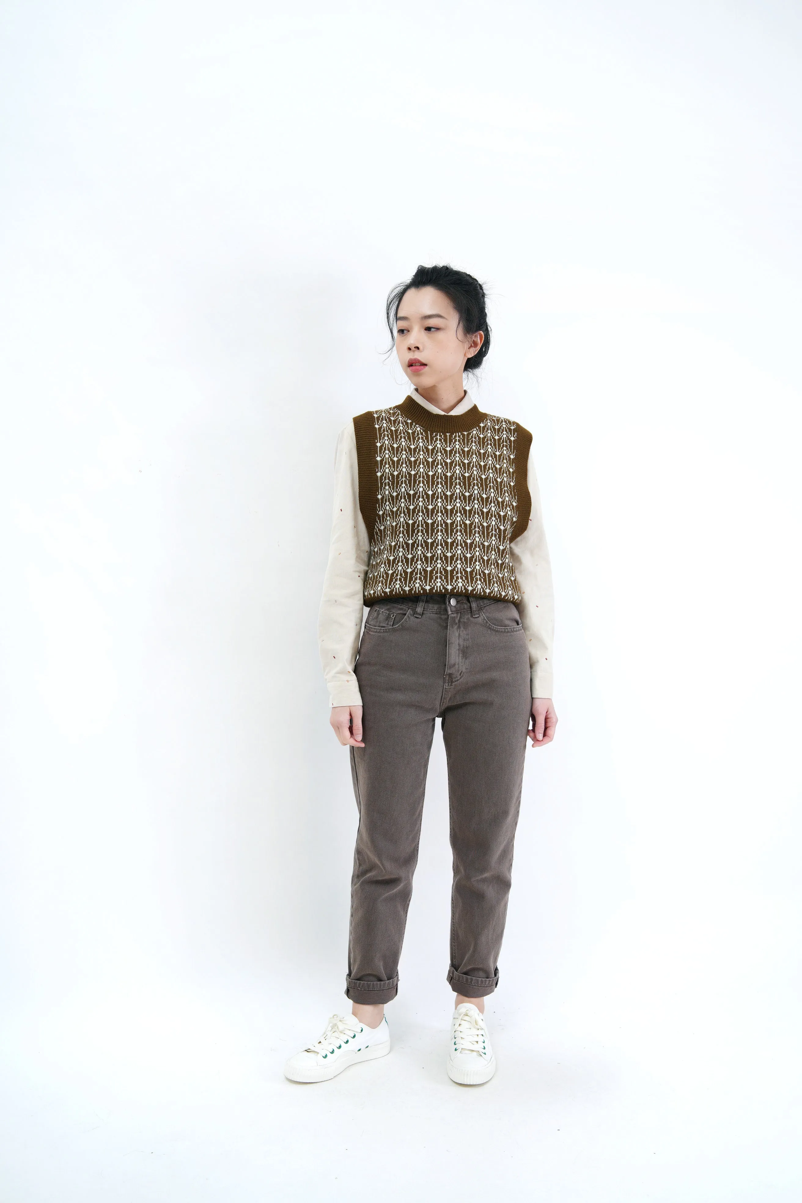 Dark olive green pattern vest