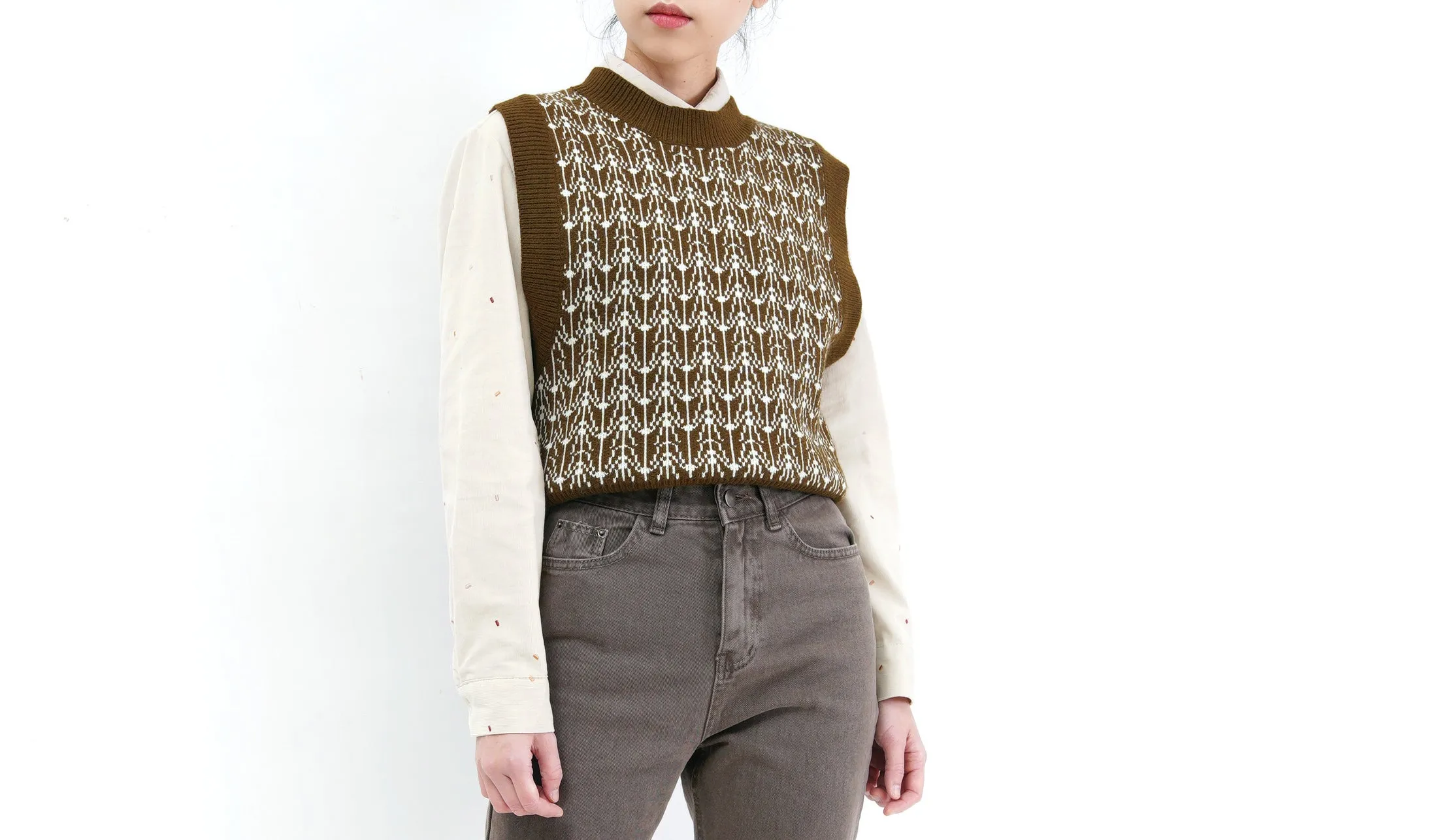 Dark olive green pattern vest