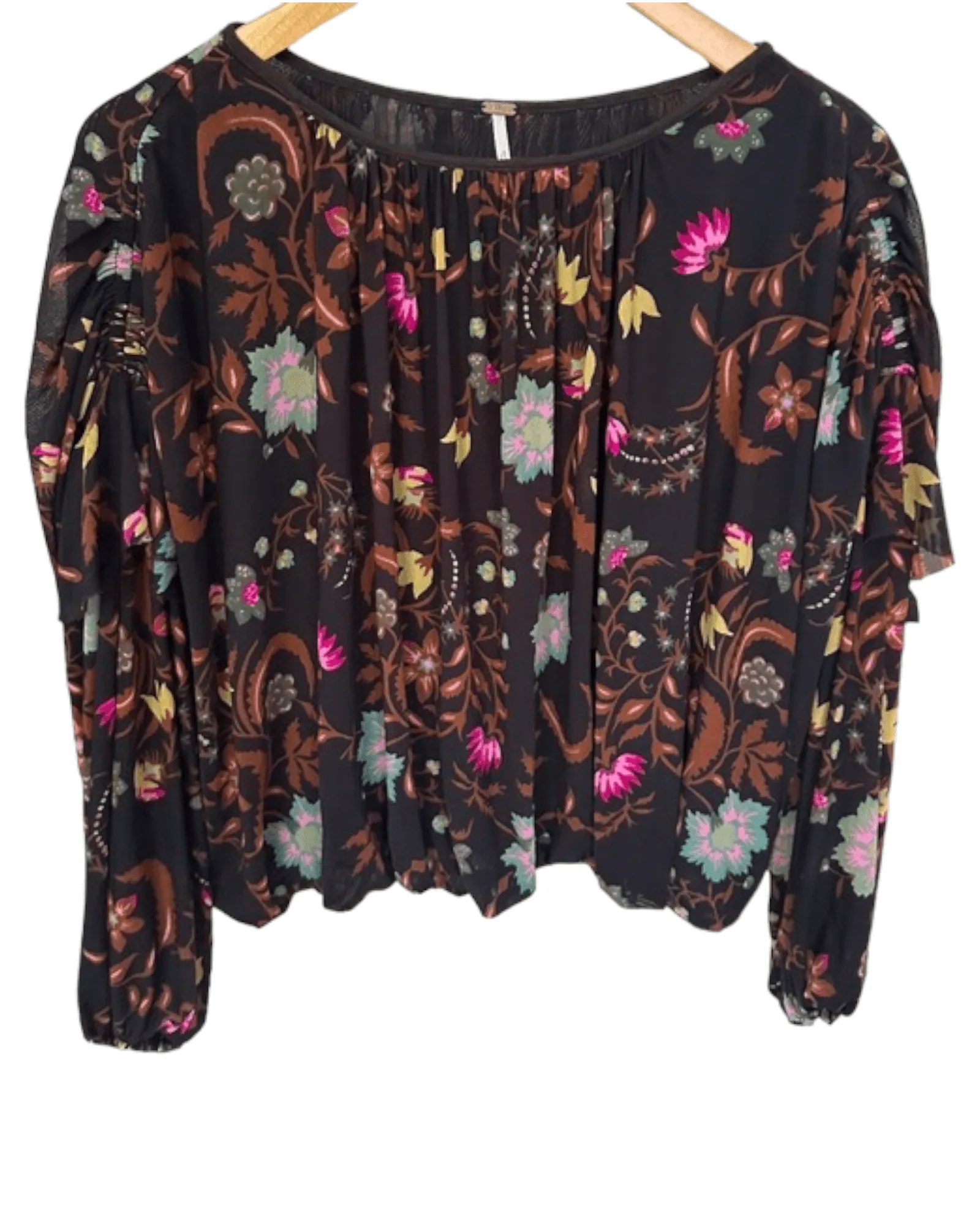Dark Winter Print Draped Blouse