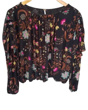 Dark Winter Print Draped Blouse