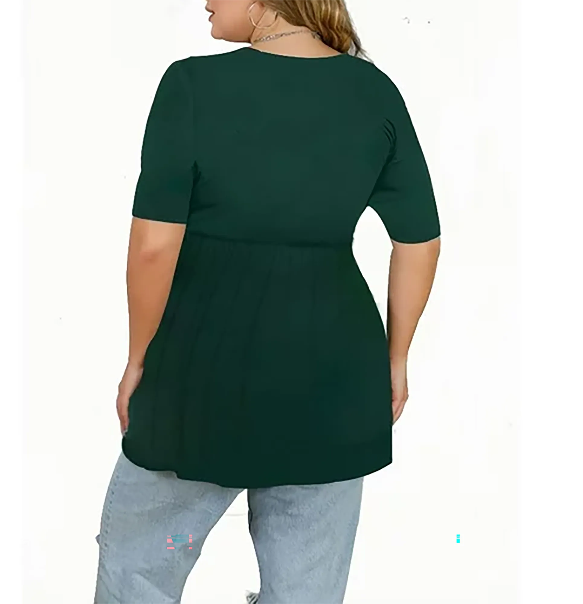 DEARCASE Women's Plus Size Tunic Short Sleeve Top Trendy Style Flowy Loose T-Shirt