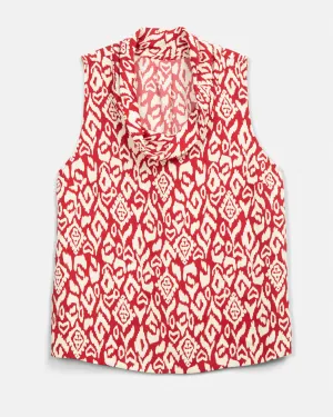 Dominique Geo Print Blouse | Red / White