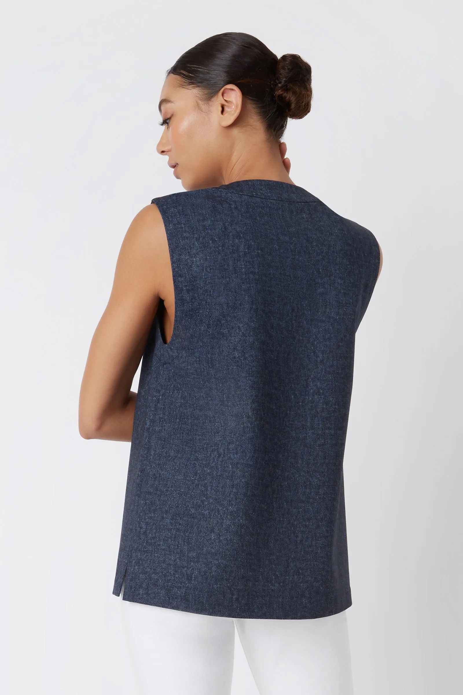 Dustin Collared Vest - Navy Heather