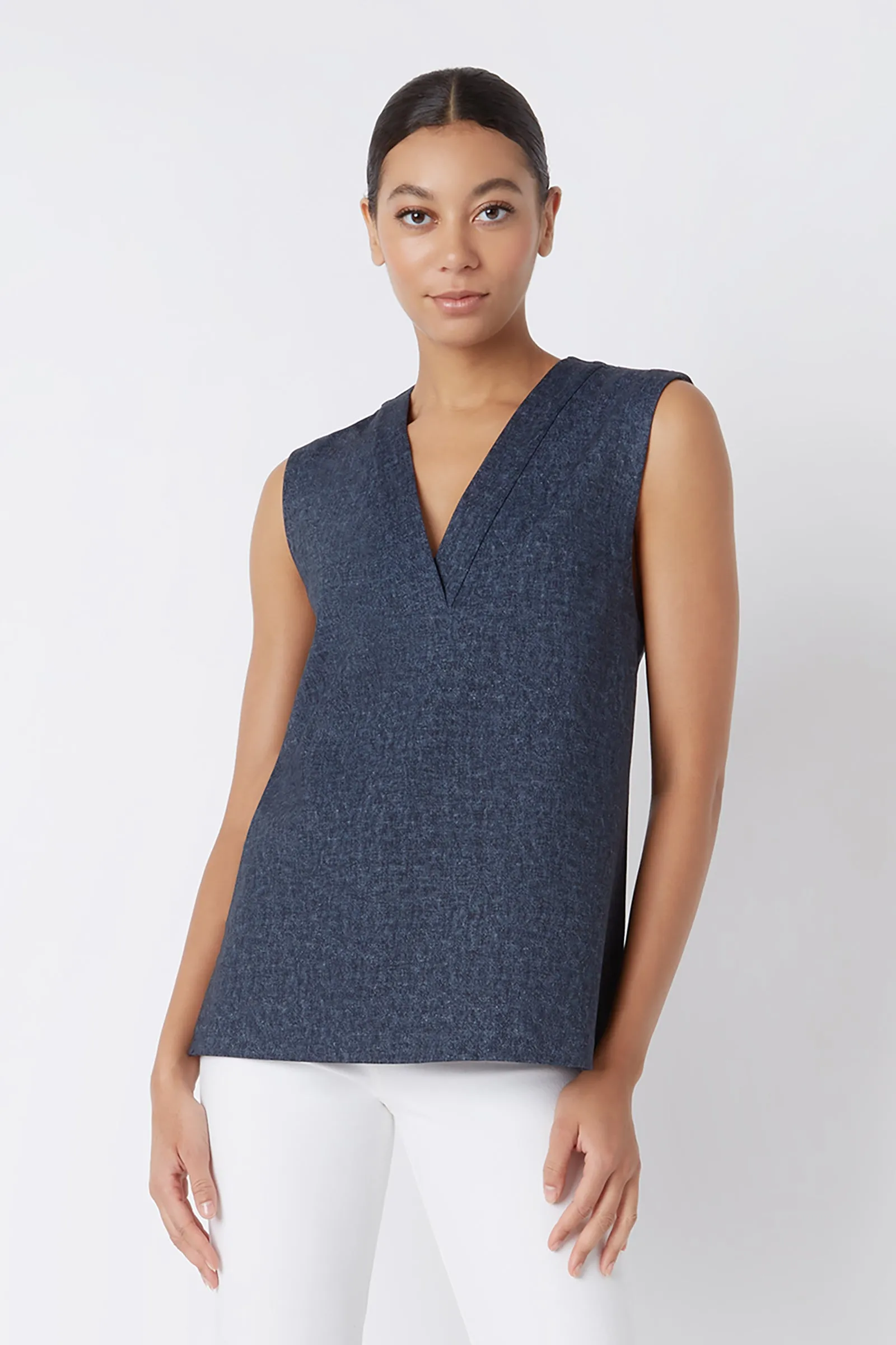 Dustin Collared Vest - Navy Heather