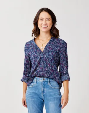 Dylan Gauze Shirt: Navy Ditsy