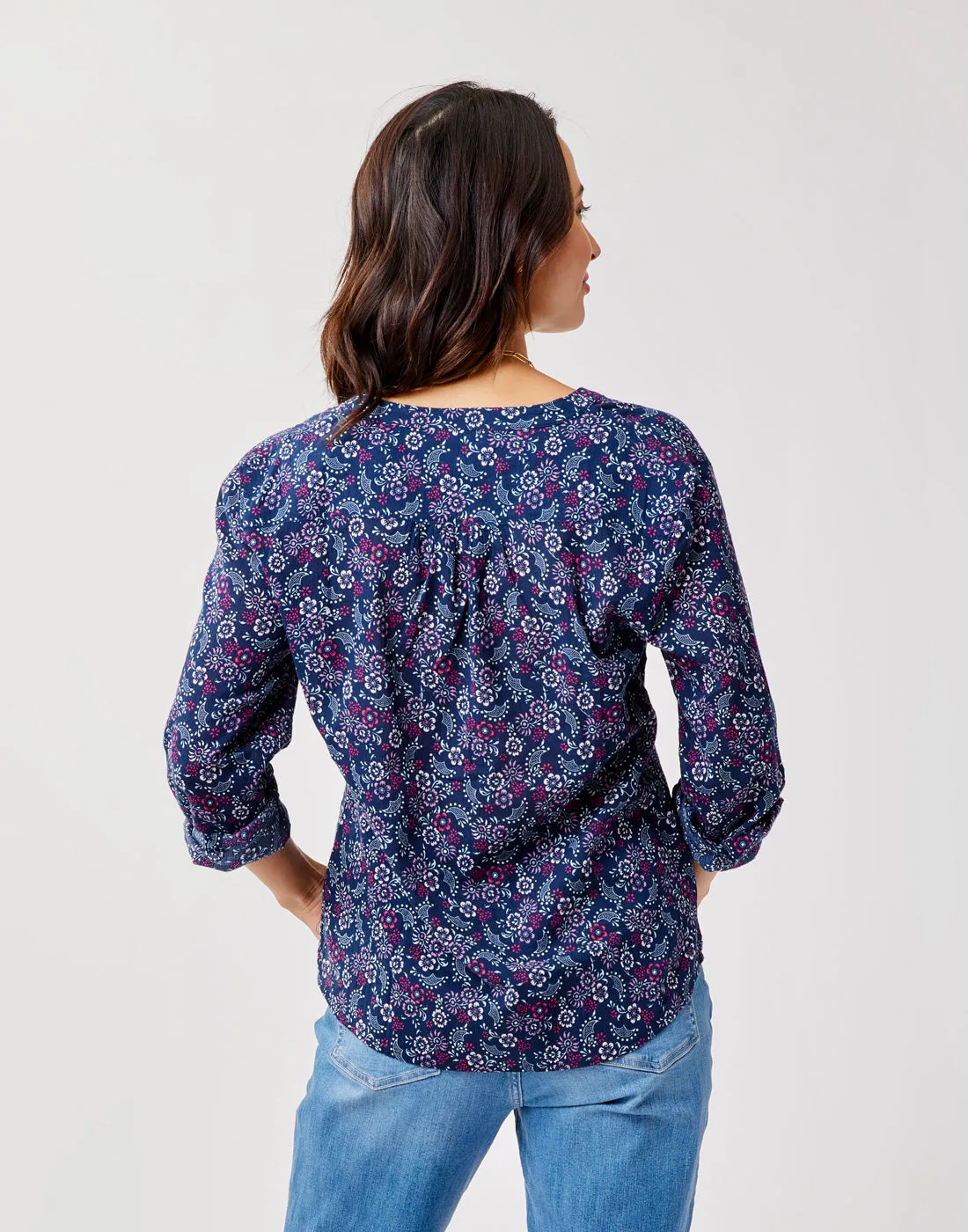 Dylan Gauze Shirt: Navy Ditsy