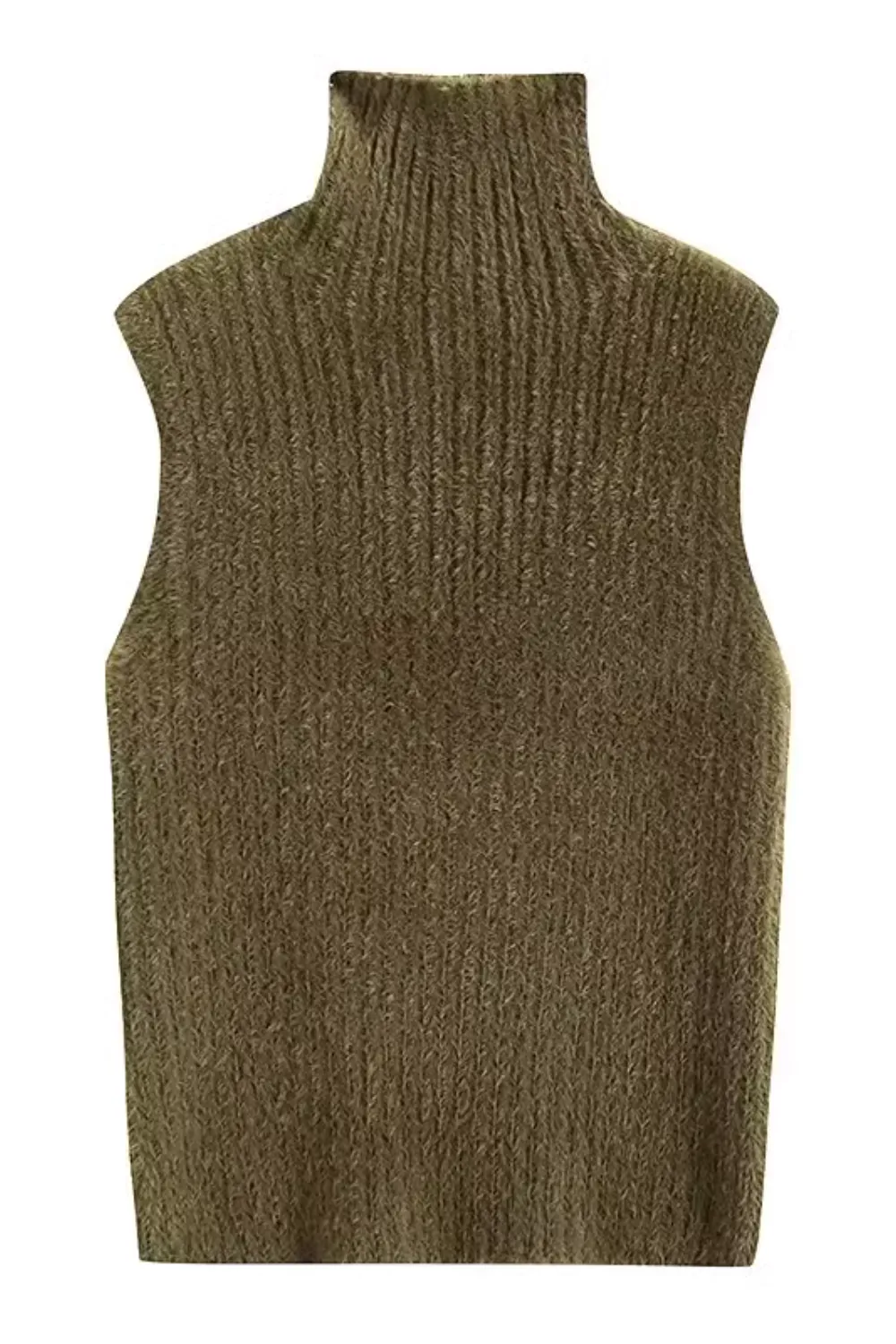 'Eunice' Turtleneck Sleeveless Knitted Vest (3 Colors)