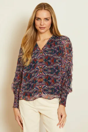 Flora Top in Kaleidoscope Leaves