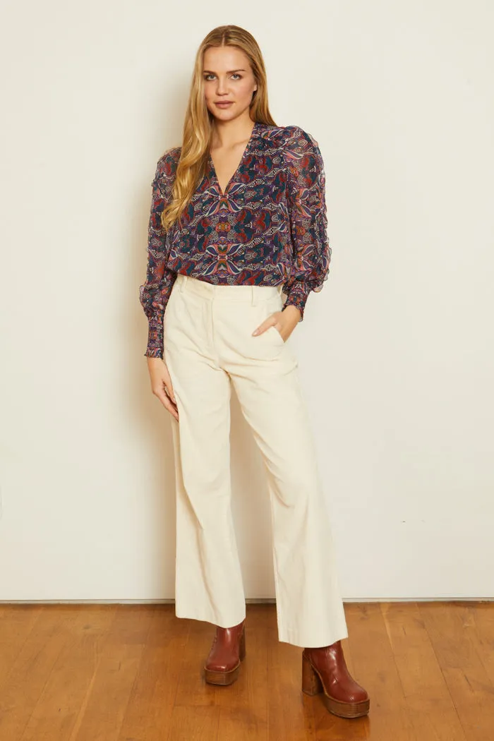 Flora Top in Kaleidoscope Leaves