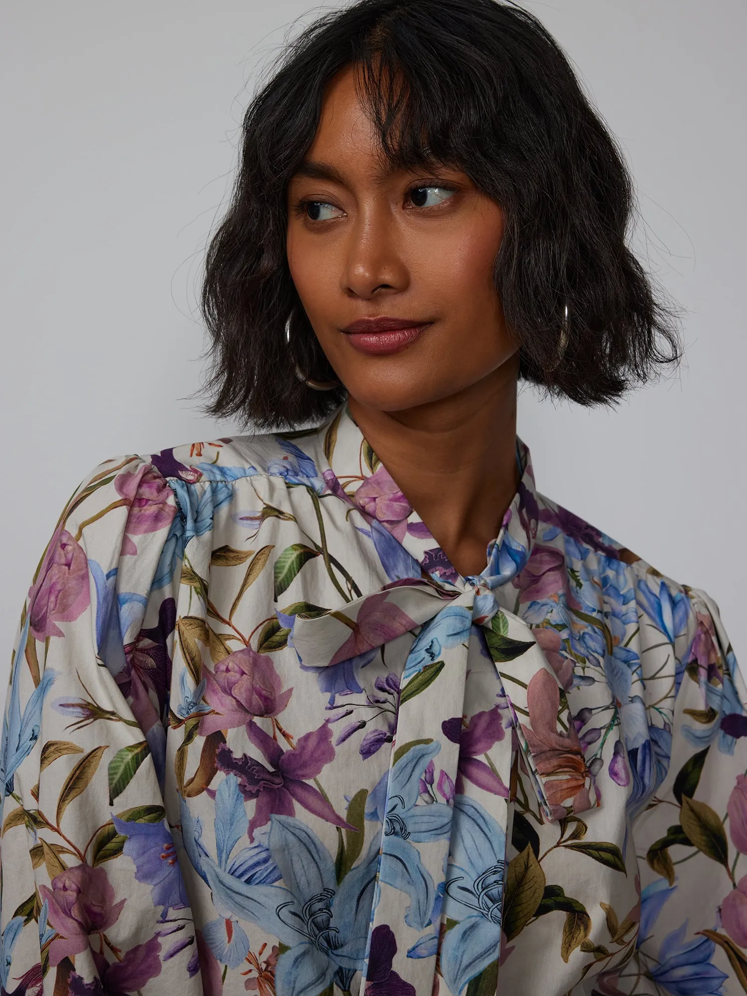 Floral Bow Neck Blouse