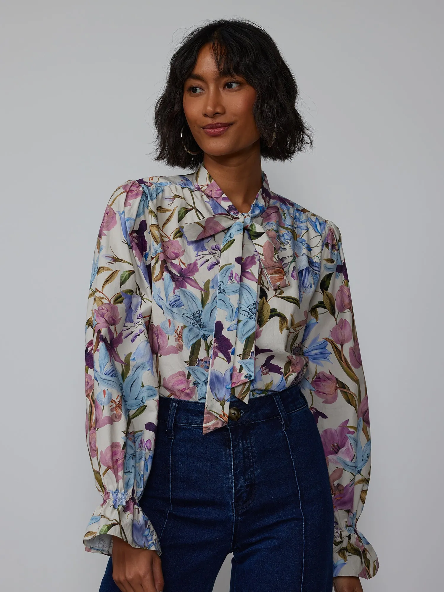 Floral Bow Neck Blouse