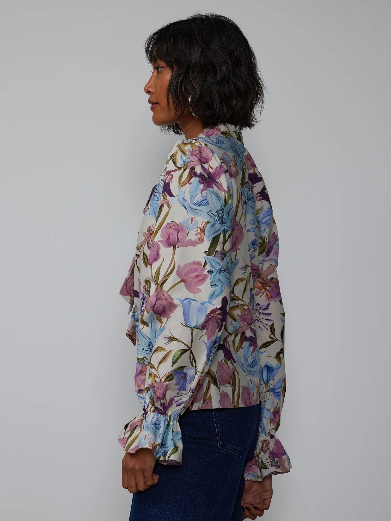 Floral Bow Neck Blouse