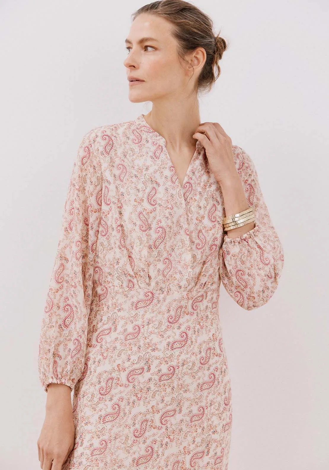 Flowing printed dress - White Print