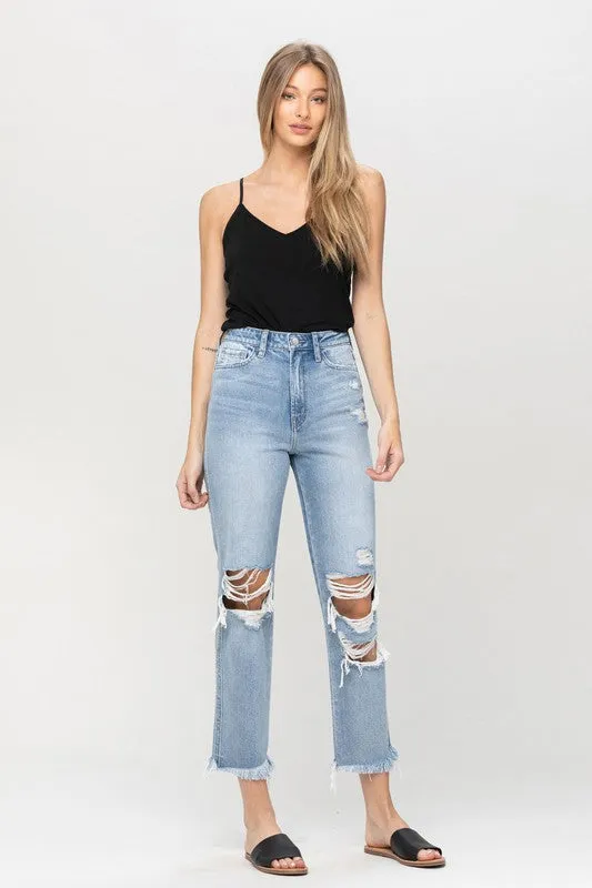 Flying Monkey Distressed Relaxed Straight Jeans