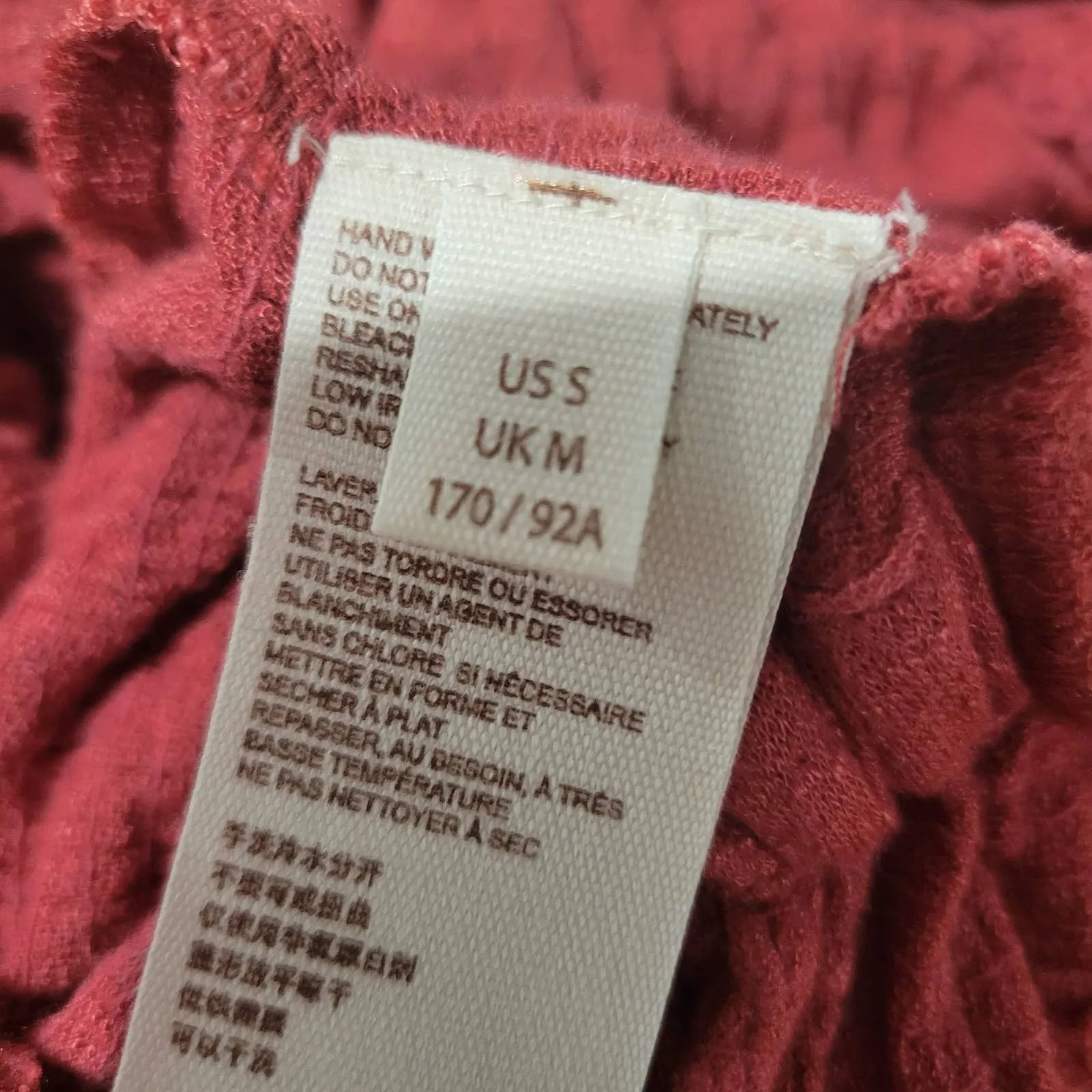 Free People Top Serafina Red Embroidered Oversized Blouse Long Sleeve Size Small