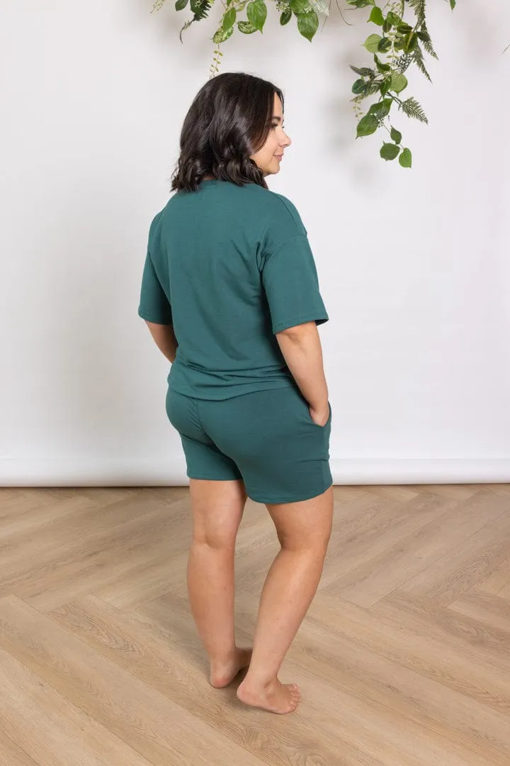 French Terry Shorts in Emerald