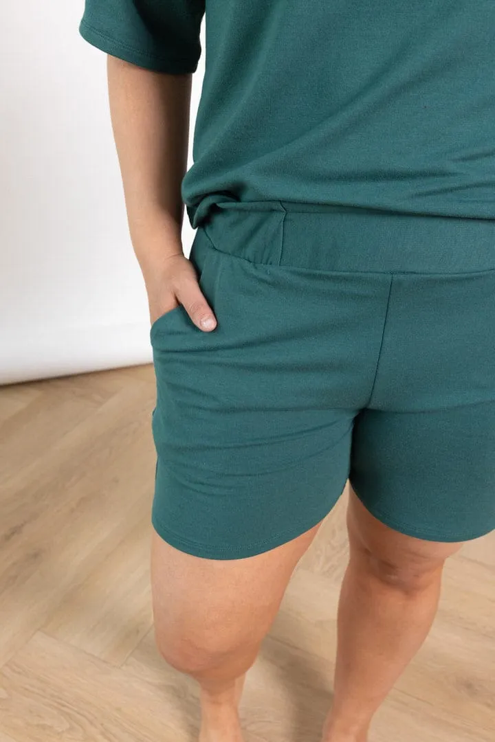 French Terry Shorts in Emerald