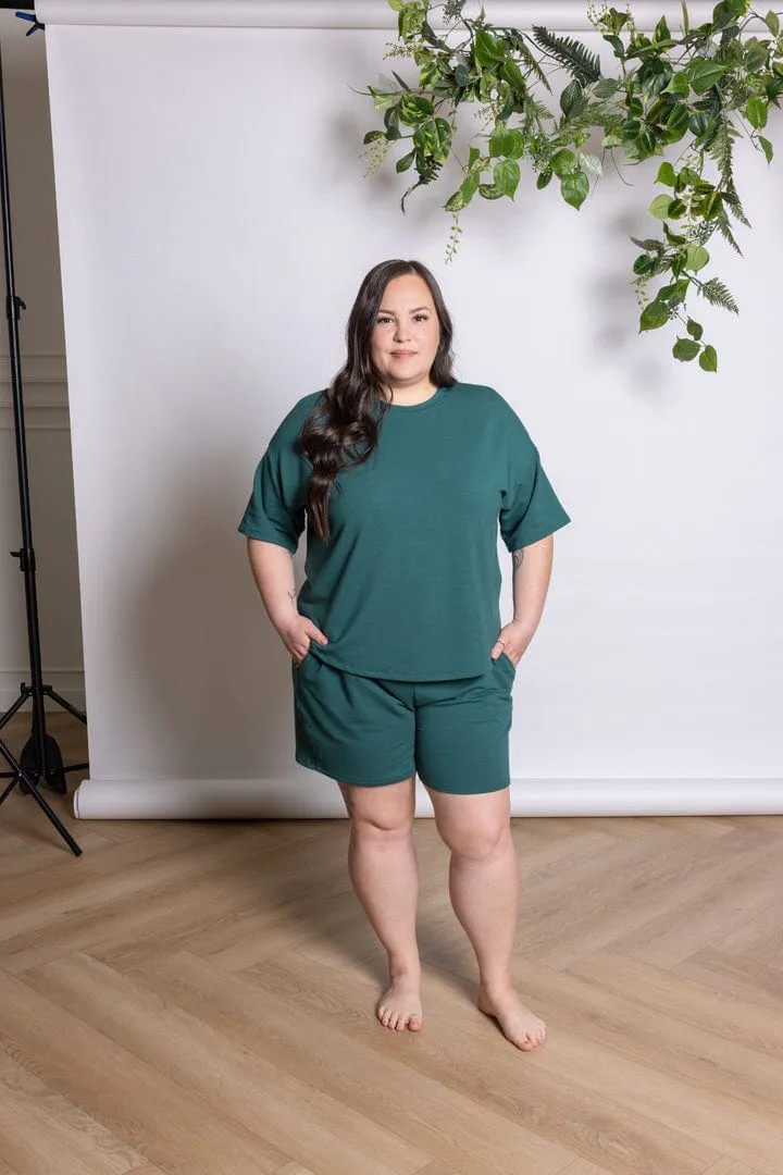 French Terry Shorts in Emerald