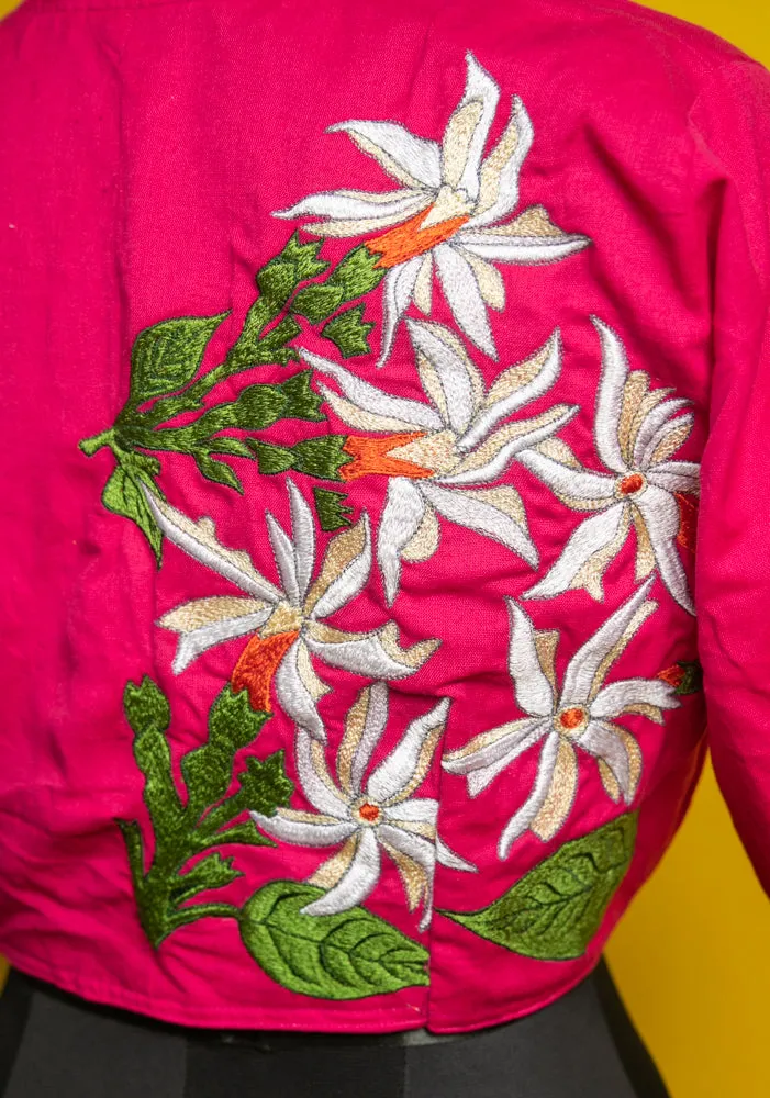 Fuchsia Pink Parijat Embroidered Cotton Blouse
