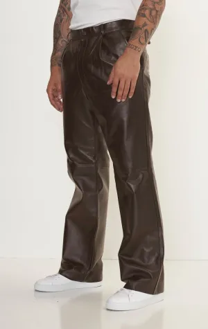 Genuine Lambskin Leather Trousers - Dark Brown