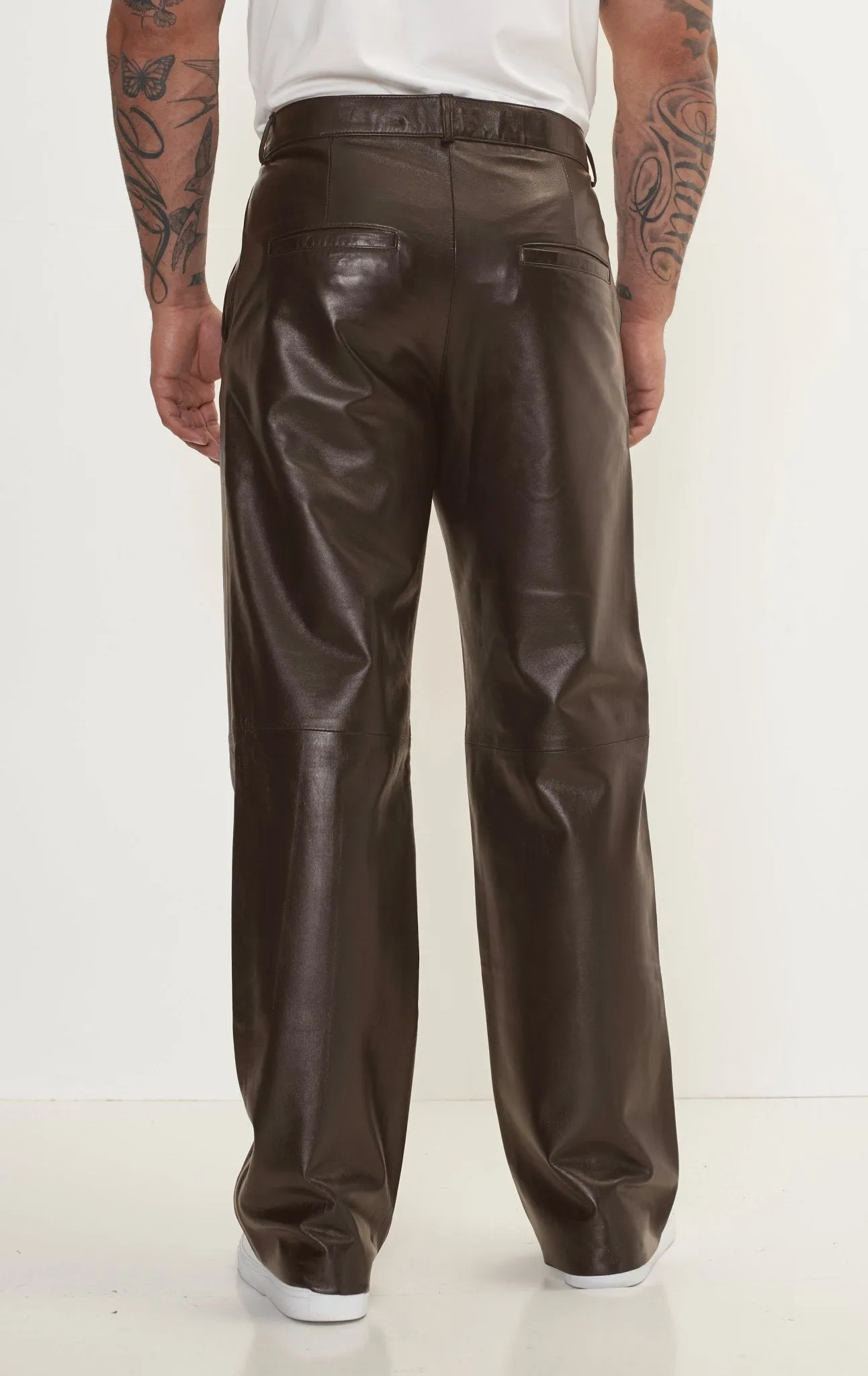 Genuine Lambskin Leather Trousers - Dark Brown