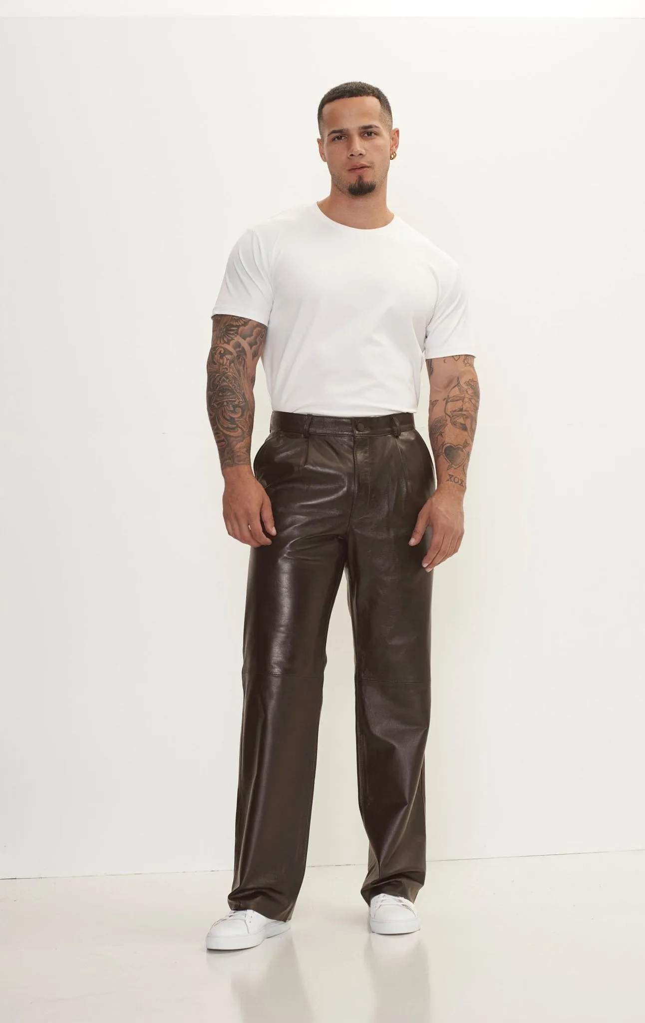 Genuine Lambskin Leather Trousers - Dark Brown