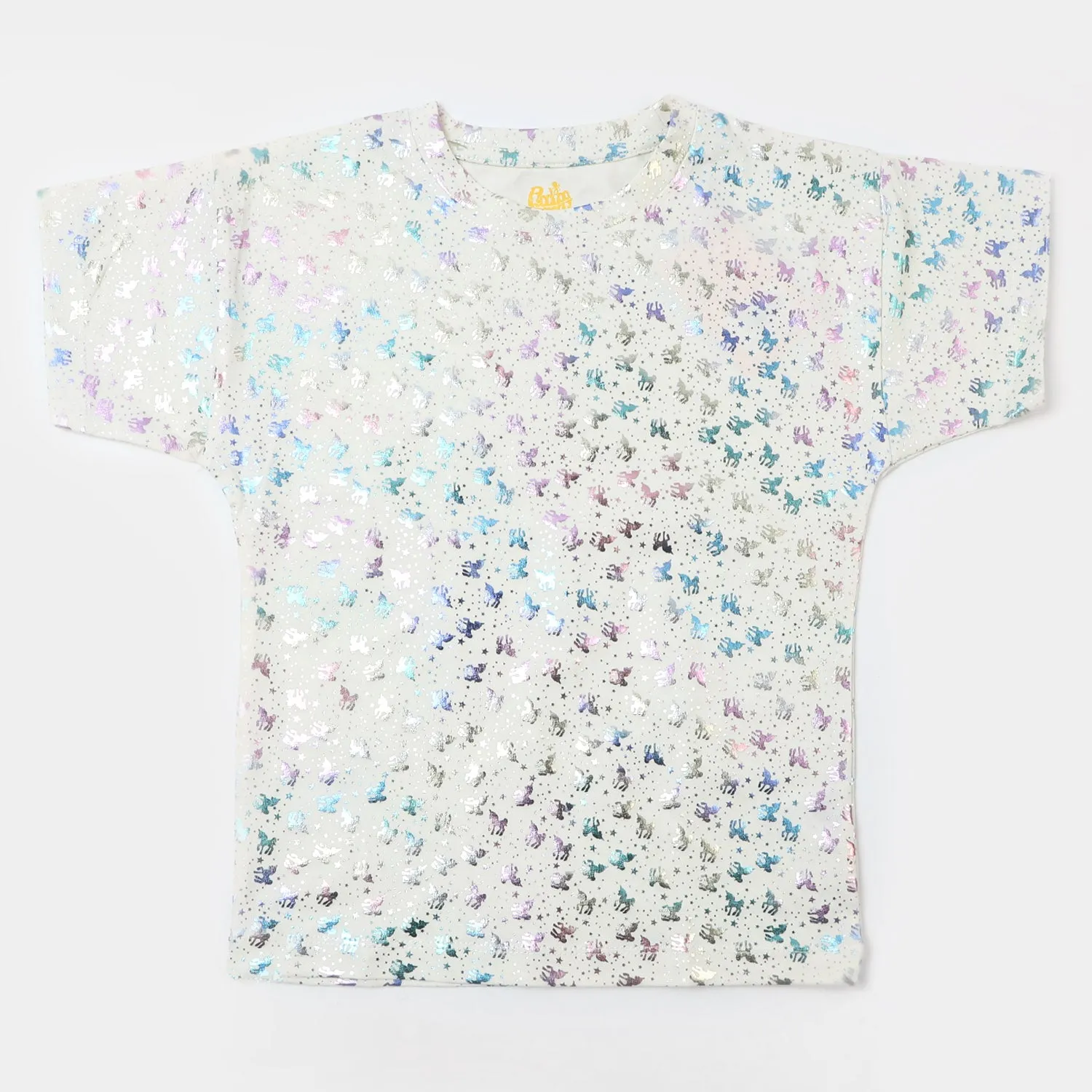 Girls Cotton T-Shirt  - Off -White
