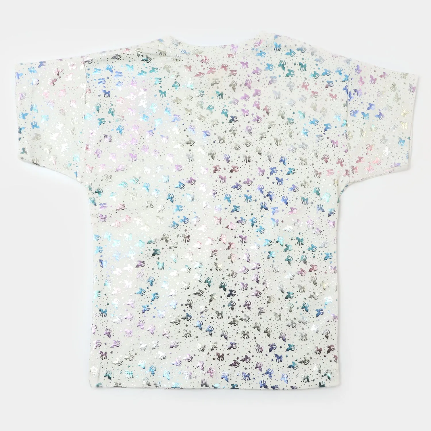 Girls Cotton T-Shirt  - Off -White